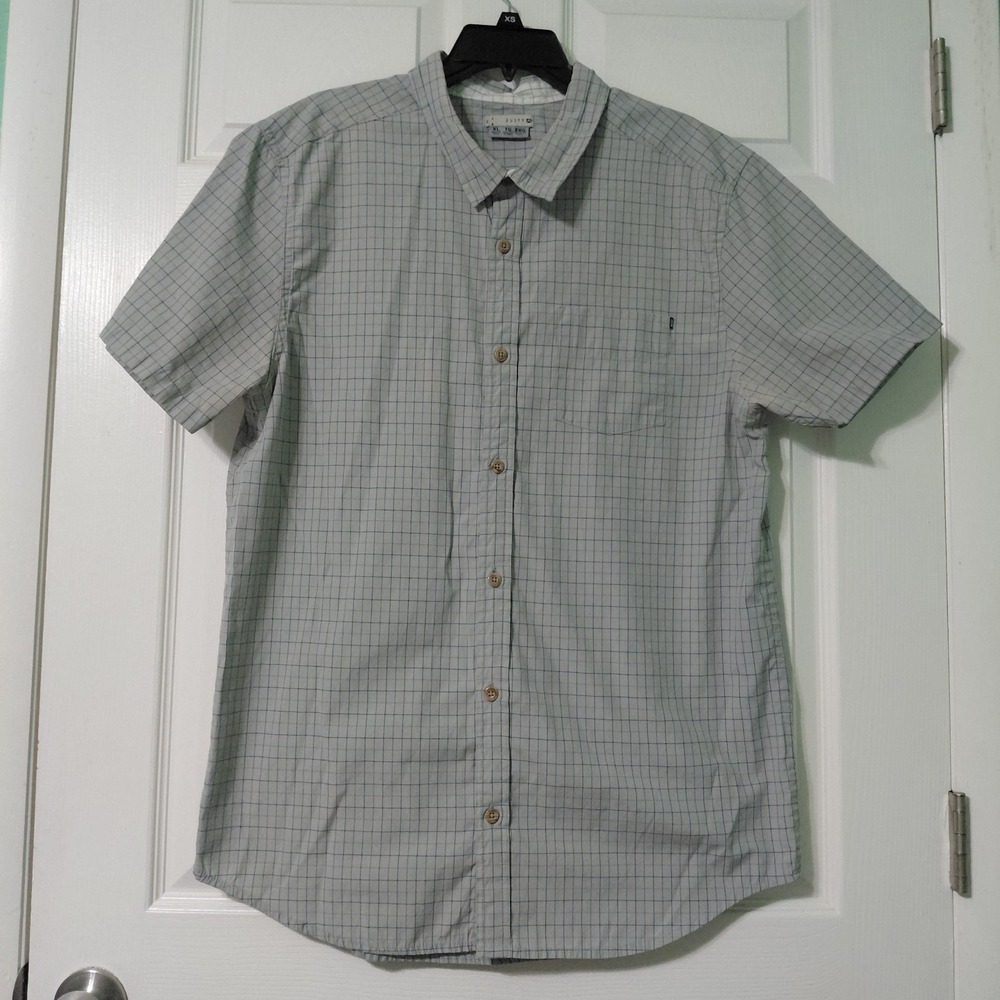 Rusty Shirt Mens XLarge Gray Cotton Polyester Surf Rave Y2K Surf Button Up